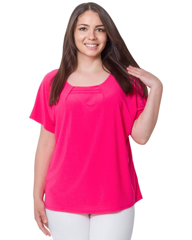 Дамска блуза в розов цвят за официални събития - макси размери - права кройка - Maxi Market