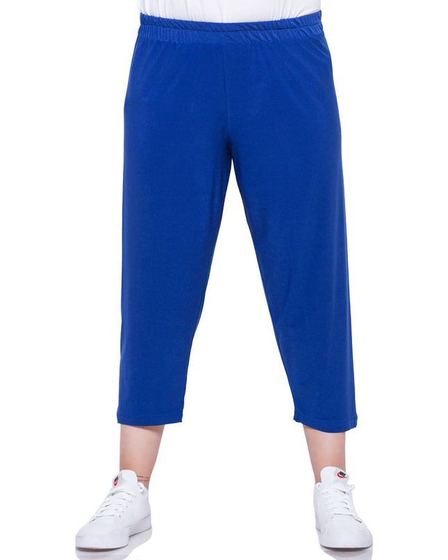 Дамски панталони в макси размери - син цвят - еластична вискоза - идеални за пролет и лято - Maxi Market