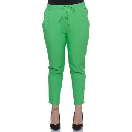 Дамски зелени панталони в макси размери - с еластична талия - за всеки сезон - произведено в ЕС - Maxi Market