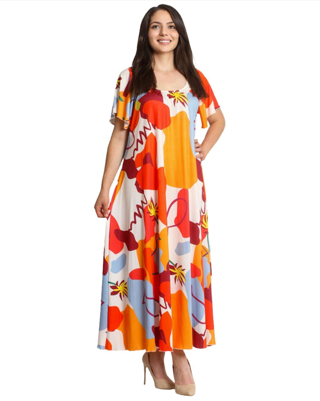 Дълга разкроена рокля - Големи размери - 4XL,5XL - Пролет - Лято - Maxi Market