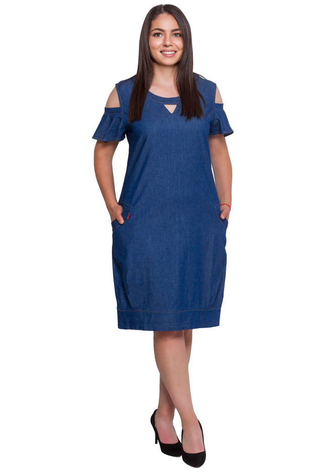 Дънкова рокля - Отворени рамене - XL до 4XL - Пролет - Лято - Maxi Market
