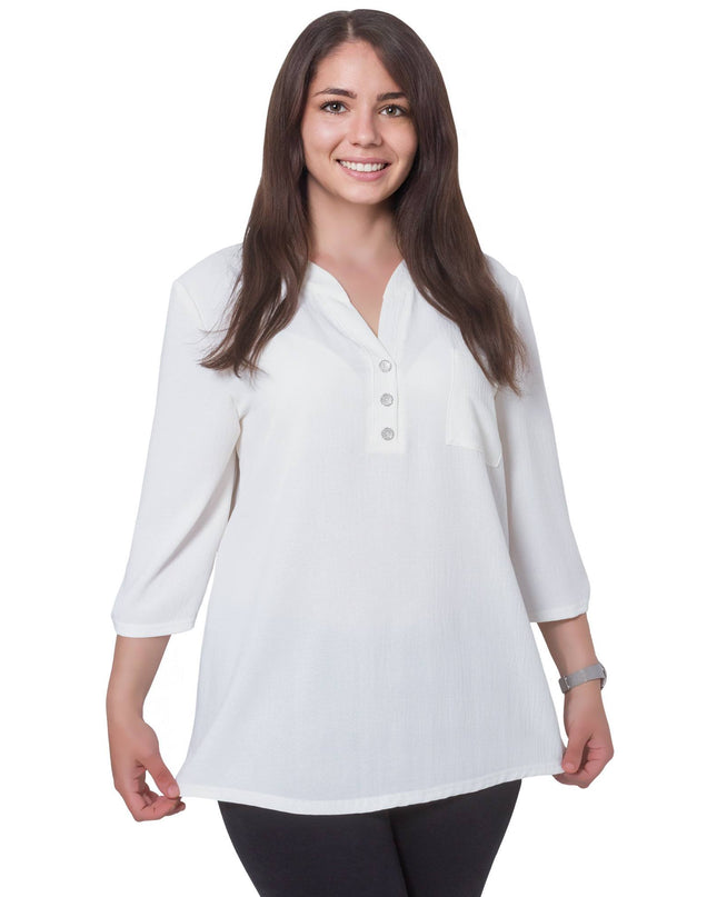 Елегантна бяла дамска риза в макси размери - Пролет - Лято - Идеална за официални събития - Произведено в България - Maxi Market