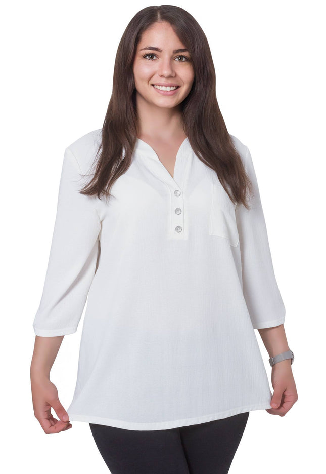 Елегантна бяла дамска риза в макси размери - Пролет - Лято - Идеална за официални събития - Произведено в България - Maxi Market