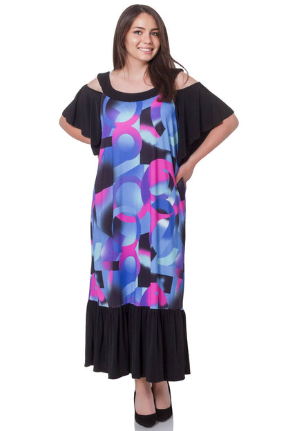 Елегантна дамска рокля в макси размери - официална - пролет - лято - памук и еластан - Maxi Market