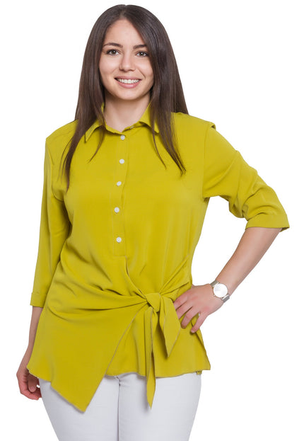 Елегантна - жълта риза с яка - Пролет - Лято - в макси размери - Подходяща за официални събития - Произведено в България - Maxi Market