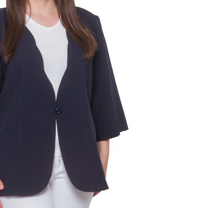 Елегантно дамско сако в тъмносин цвят - макси размери - пролет - лято - висококачествени материали - България - Maxi Market