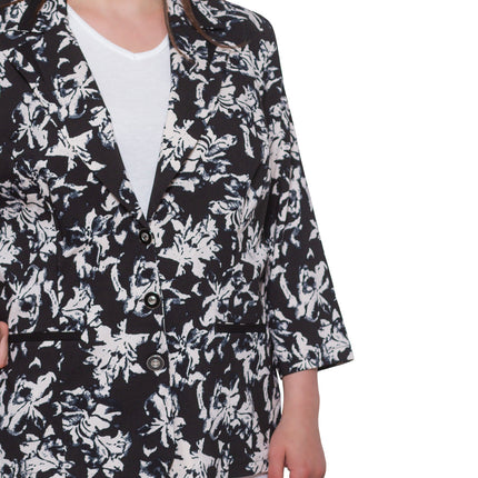 Елегантно сако в макси размери - флорален модел - вискоза и еластан - официално - пролет - лято - Maxi Market