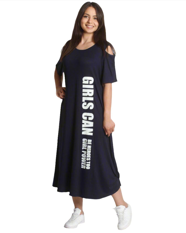 Свободна лятна рокля - Отворени рамене - 4XL - 5XL - Пролет - Лято - Maxi Market