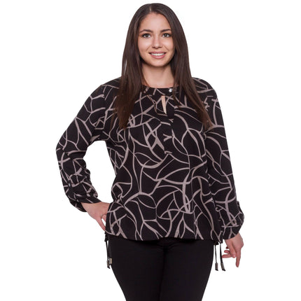 Тъмна дамска риза в макси размери - идеална за официали поводи - комфортна и еластична - произведена в България - Maxi Market
